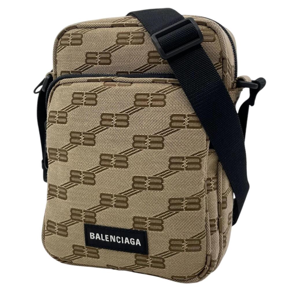 Balenciaga Monogram Messenger Shoulder Bag Brown